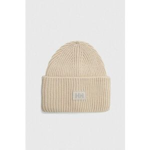 Helly Hansen căciulă HH RIB BEANIE culoarea bej, din tricot gros 54020 imagine