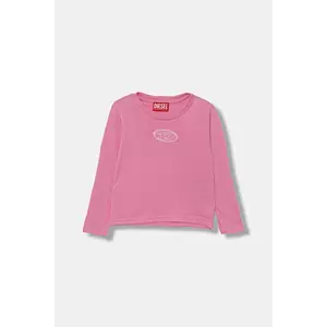 Diesel longsleeve din bumbac pentru copii TIVALSYLS T-SHIRT culoarea roz, J02431 imagine
