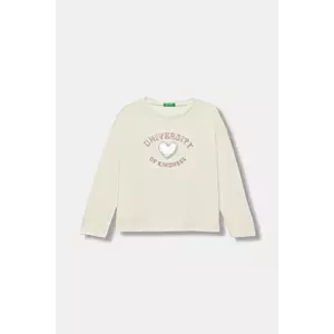United Colors of Benetton longsleeve din bumbac pentru copii culoarea bej, 3I1XG10KL imagine
