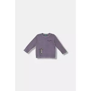 United Colors of Benetton longsleeve din bumbac pentru copii culoarea violet, cu imprimeu, 3PCMG10K6 imagine
