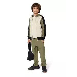 BOSS bluză copii culoarea bej, cu glugă, cu imprimeu, J52322 imagine