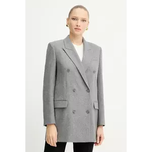 BOSS sacou din lână culoarea gri, cu două rânduri de nasturi, uni, 50548736 imagine