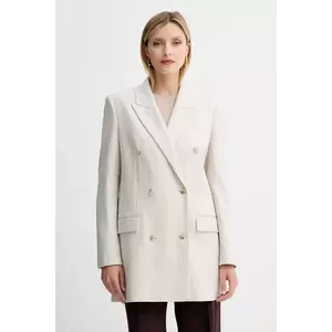 BOSS sacou din lână culoarea bej, cu două rânduri de nasturi, uni, 50548736 imagine