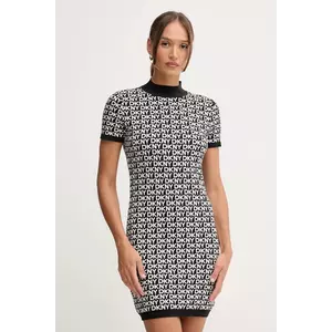 Dkny rochie culoarea negru, mini, drept, DJ5R0911 imagine