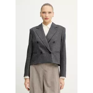 BOSS Orange sacou din lână culoarea bleumarin, cu două rânduri de nasturi, cu imprimeu, 50547682 imagine