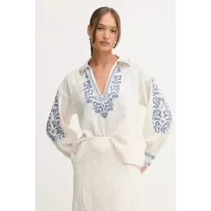 Hoss Intropia bluză din in culoarea bej, cu imprimeu, 6282664 imagine