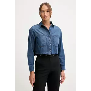United Colors of Benetton cămașă din bumbac denim cu guler clasic, relaxed, 528SDQ0C7 imagine