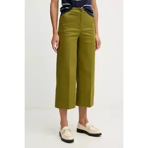United Colors of Benetton pantaloni culoarea verde, lat, high waist, 4SJCDF09W imagine