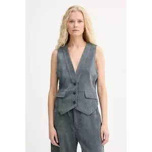 MUNTHE vestă din catifea LILLIAN culoarea gri, un singur rând de nasturi, 253152025310 imagine