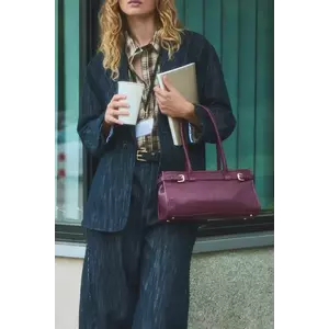 Answear.LAB jacheta denim culoarea albastru marin, un singur rand de nasturi, neted imagine