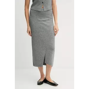 OUI fustă de lână culoarea gri, maxi, creion, 88299 imagine