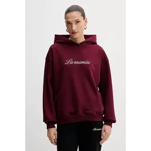 La Mania bluză culoarea bordo, cu glugă, cu imprimeu, ROCKY imagine