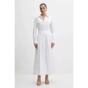 Bardot rochie din bumbac culoarea alb, maxi, evazați, 60066DB imagine