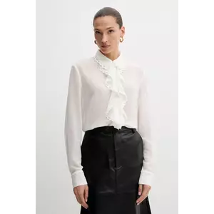 Bardot cămașă culoarea bej, cu guler clasic, relaxed, 59945TB imagine