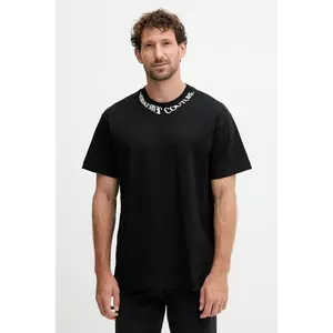 Versace Jeans Couture tricou din bumbac culoarea negru, cu imprimeu, 79GAHP03 CJ01P imagine