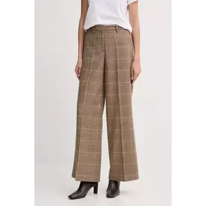 Marc O'Polo pantaloni din lână culoarea maro, lat, high waist, 508015010417 imagine