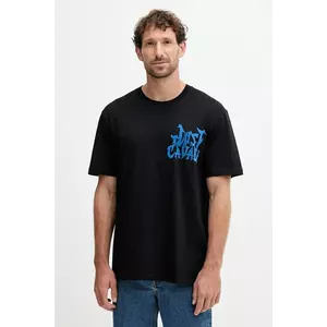 Just Cavalli tricou din bumbac culoarea negru, cu imprimeu, 79OAHE13 CJ110 imagine