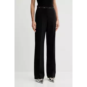 MSGM pantaloni din lână culoarea negru, lat, high waist, 3941MDP05.257605 imagine
