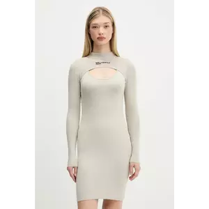 Karl Lagerfeld Jeans rochie culoarea bej, mini, mulată, A4W13010 imagine