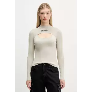 Karl Lagerfeld Jeans pulover culoarea bej, light, cu turtleneck, A4W18013 imagine