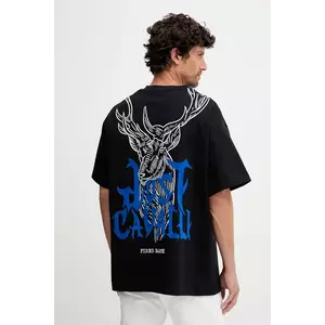 Just Cavalli tricou din bumbac culoarea negru, cu imprimeu, 79OAHE14 CJ118 imagine