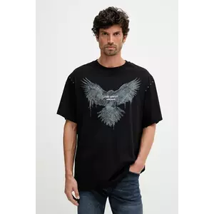 Just Cavalli tricou din bumbac culoarea negru, cu imprimeu, 79OAHE05 CJ110 imagine