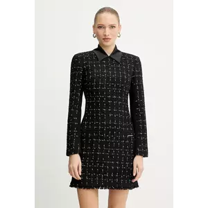 Karl Lagerfeld rochie cu lână culoarea negru, mini, drept, A4W13021 imagine