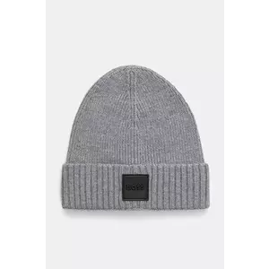 BOSS caciula de lana culoarea argintiu, de lana, din tesatura neteda, 50522426 imagine