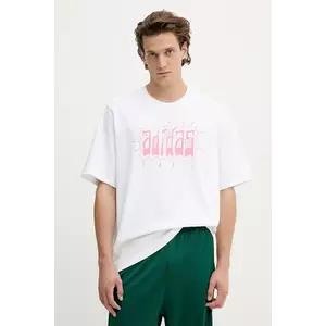 adidas Originals tricou din bumbac Distressed Oversized Te culoarea alb, cu imprimeu, JW0207 imagine