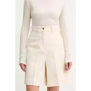 Patou pantaloni scurti jeans femei, culoarea bej, neted, high waist, TR0520178 imagine