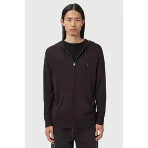 AllSaints bluză din lână MODE MERINO ZIP HOOD culoarea negru, cu glugă, melanj, M084KB imagine