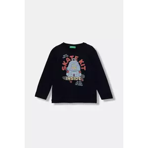 United Colors of Benetton longsleeve din bumbac pentru copii culoarea bleumarin, cu imprimeu, 3I1XG10KQ imagine