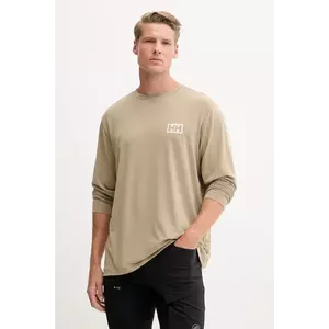 Helly Hansen longsleeve sport SKOG culoarea verde, cu imprimeu, 63407 imagine