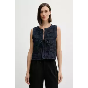 Pedro del Hierro vestă din bumbac culoarea bleumarin, un singur rând de nasturi, 7312259 imagine