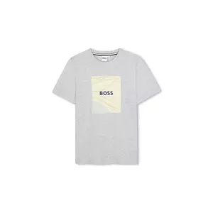 BOSS tricou din bumbac pentru bebeluși culoarea gri, cu imprimeu, J52369 imagine