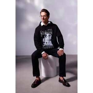 Medicine hanorac de bumbac culoarea negru, cu glugă imagine