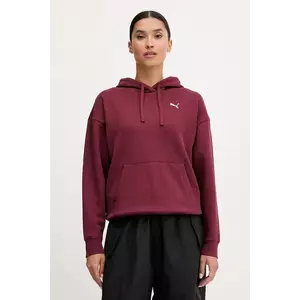Puma bluză culoarea bordo, cu glugă, uni, 682385 imagine