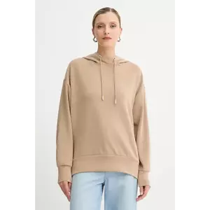 BOSS Orange bluză culoarea bej, cu glugă, uni, 50551451 imagine