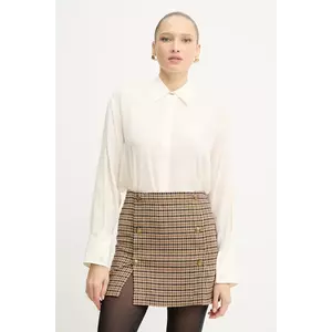 BOSS cămașă de mătase culoarea bej, cu guler clasic, relaxed, 50551961 imagine