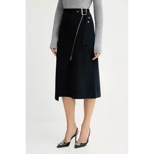 BOSS fustă culoarea bleumarin, midi, evazați, 50542878 imagine