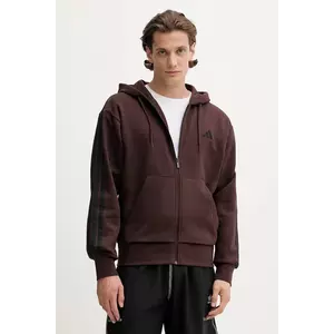 adidas bluză 3S culoarea maro, cu glugă, uni, JX0697 imagine