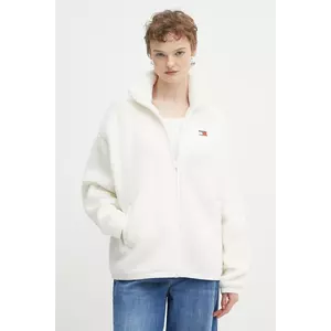 Tommy Jeans hanorac fleece culoarea bej, uni, DW0DW21596 imagine