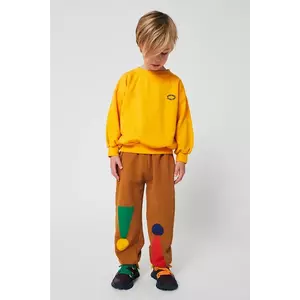 Bobo Choses pantaloni de trening din bumbac pentru copii Chess Pawn culoarea maro, cu imprimeu, 225AC068 imagine