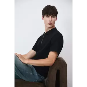 Medicine tricou polo culoarea negru, neted imagine