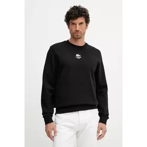 Lacoste hanorac de bumbac culoarea negru, cu imprimeu, SH2736 imagine