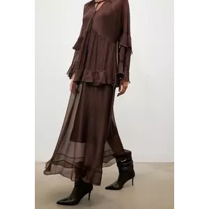 Answear.LAB rochie din matase culoarea maro, maxi, drept imagine