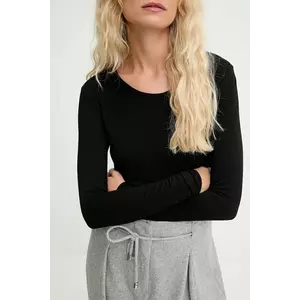 Answear Lab longsleeve din mătase culoarea negru imagine