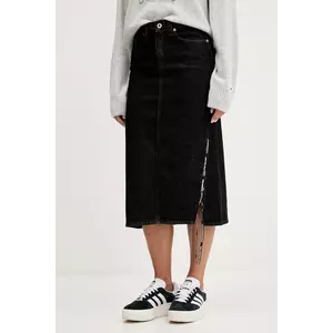 Karl Lagerfeld Jeans fustă jeans culoarea negru, midi, drept, A4W12002 imagine