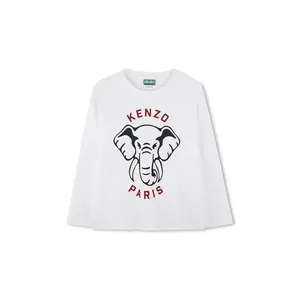Kenzo Kids longsleeve din bumbac pentru copii culoarea alb, cu imprimeu, K61493 imagine
