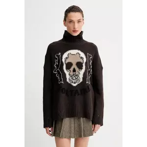 ZADIG&VOLTAIRE pulover de lână culoarea maro, cu guler, KWSW02825 imagine